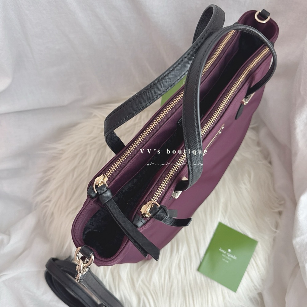 NWT Kate Spade Wilson Road Alyse Nylon Tote Crossbody Deep Plum Purple WKRU4715 - Picture 8 of 10